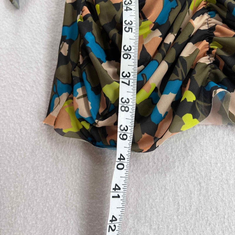 TED BAKER Ttinna Ruched Dress Women Medium Floral Mesh Long Sleeve Bodycon - Picture 12 of 16